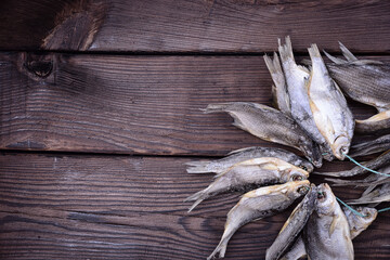 Cured fish ram is tied with a rope