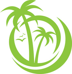 Icon silhouette of palm seagulls