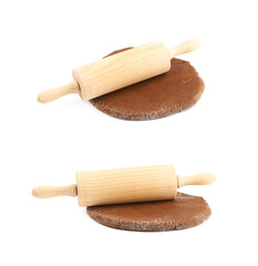 Rolled up layer of cookie dough isolated