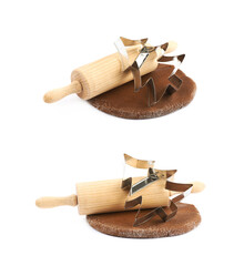 Rolled up layer of cookie dough isolated