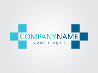 Abstract blue plus company vector logo