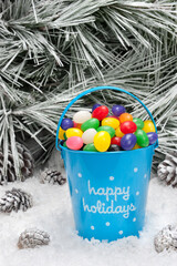Decorative pail of Christmas candy