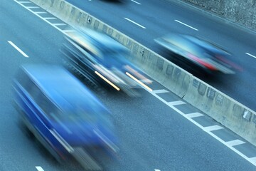 Background of a highway with blurred cars