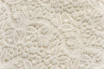 White, creamy vintage lace wedding background - obrazy, fototapety, plakaty