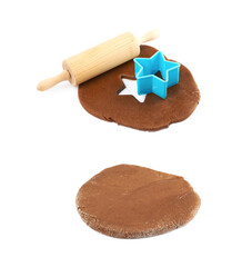 Rolled up layer of cookie dough isolated