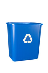 Blue recycling bin
