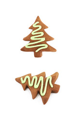 Christmas tree shaped cookie isolated