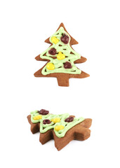 Christmas tree shaped cookie isolated