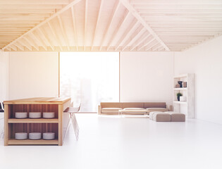 Studio kitchen and living room toned