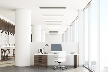 Dark column office, front