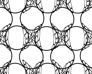 Black and white geometric seamless pattern with circle, abstract background, vector, illustration.