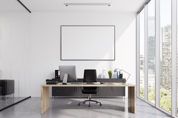 Glass CEO office, close up