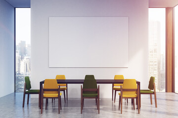 Yellow and black conference room, toned