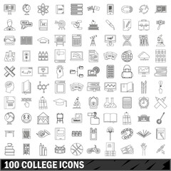 Obraz premium 100 college icons set, outline style