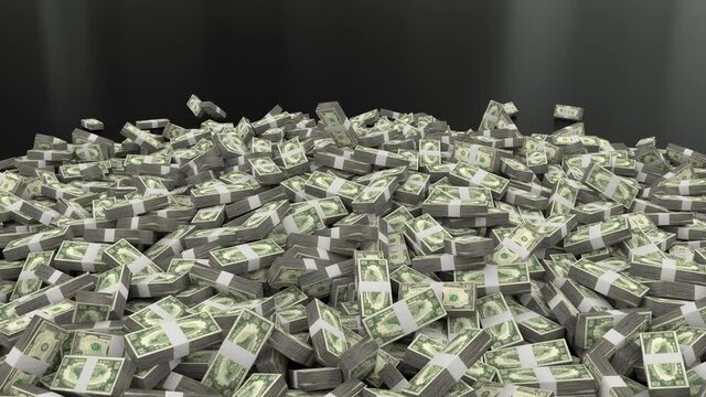 Money stacks bundle falling dollars financial win US USA American currency tax