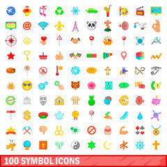 Fototapeta premium 100 symbol icons set, cartoon style