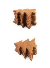 Christmas tree shaped cookie isolated