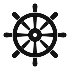Obraz premium Wooden ship wheel icon simple