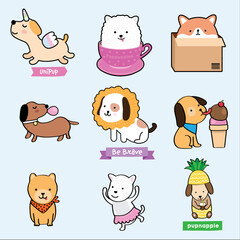 Cute Vector illustrations of different dogs