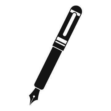 Black fountain pen icon simple