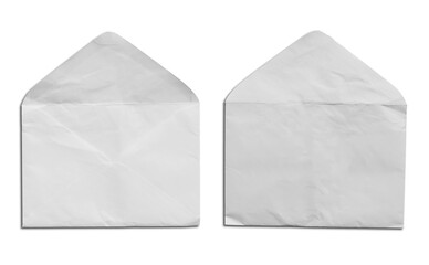 blank white envelope on white background with clipping path