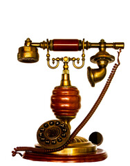 Antique phone, white background