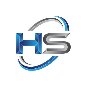 Simple initial letter logo modern swoosh HS