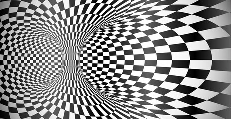 Vector abstract black and white grid optical illusion background © art_of_sun