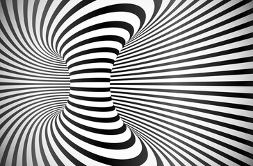 Black and white stripes optical illusion abstract vector background