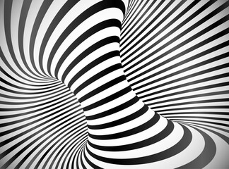 Black and white stripes optical illusion abstract vector background