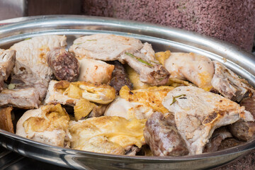 Cooked tasty mixed grilled meat