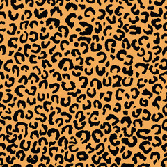Seamless black and orange fashion leopard animal print vector