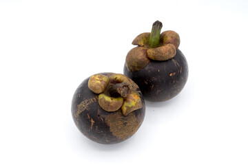 Mangosteen on white background, Mangosteen isolation