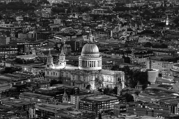 Night aerial view of St. Paul's Cathedral