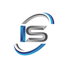 Simple initial letter logo modern swoosh IS