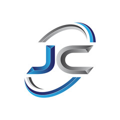 Simple initial letter logo modern swoosh JC