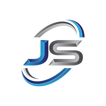 Simple initial letter logo modern swoosh JS