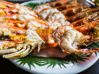 grilled shrimps, river prawns, Thai food