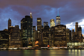 Skyline of Lower Manhattan at night