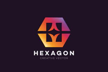 Polygon or Hexagonal Letter H Color Logo