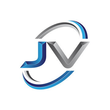 Simple initial letter logo modern swoosh JV
