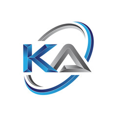 Simple initial letter logo modern swoosh KA - obrazy, fototapety, plakaty