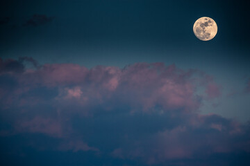 Naklejka na ściany i meble Full Moon with Purple Clouds