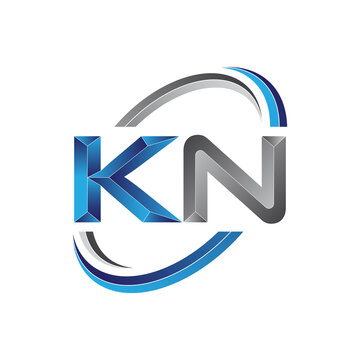 Simple initial letter logo modern swoosh KN