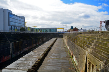 Fototapeta na wymiar Thompson Graving Dock, where the Titanic was built, Belfast