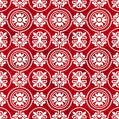 Seamless Vintage Chinese Background round curve spiral cross frame flower