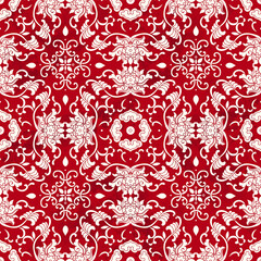 Seamless Vintage Chinese Background Asian botanic garden spiral vine leaf flower chintz