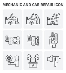 Mechanic and car repair service vector icon set design.
