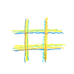 Hand drawn hashtag symbol isolated