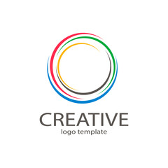 Creative circle colorful logo symbol web geometric icon. Decorative modern design art emblem banner vector on isolated white background